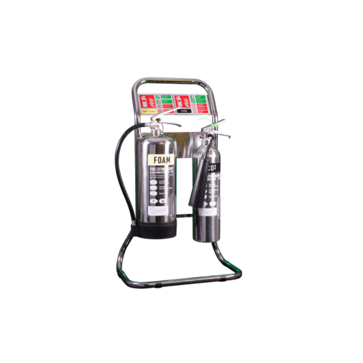 Double Chrome Fire Extinguisher Stand