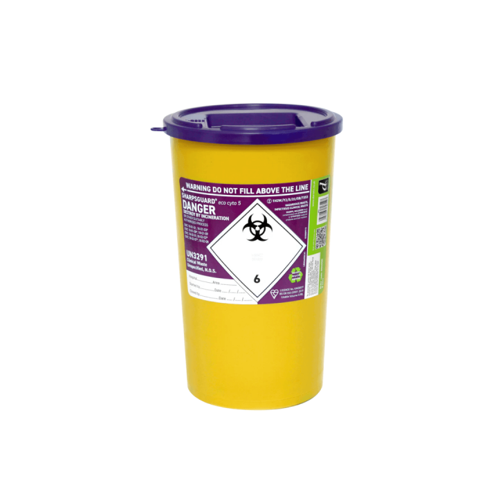 Sharpsguard Cyto 5 Litre Sharps Bin Purple Lid