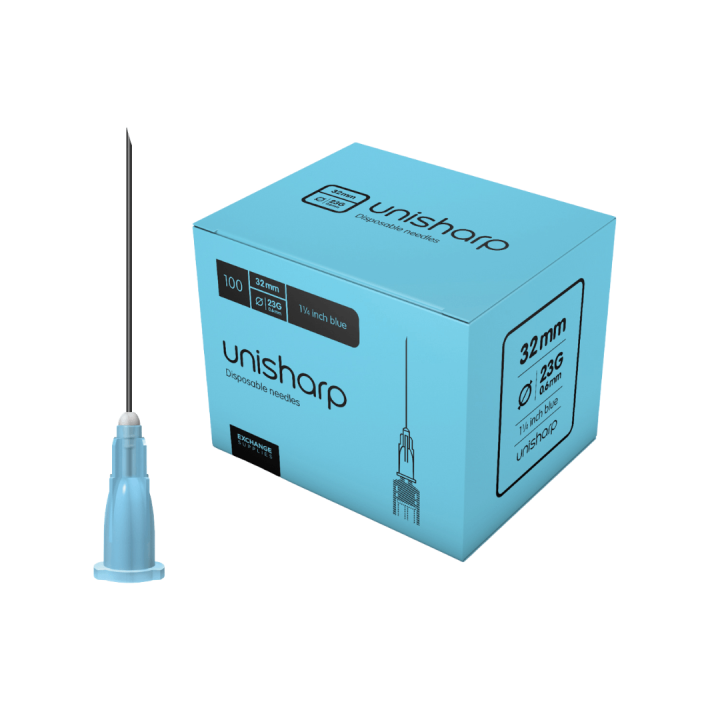 Unisharp 32mm 23g Blue Hypodermic Needles