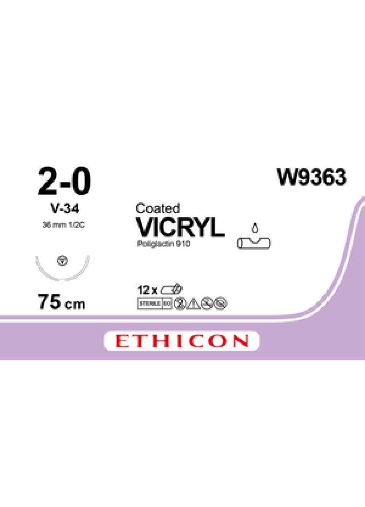 EOL - W9363 - VICRYL VIO 75CM M3 USP2/0 SGLE ARMED V-3