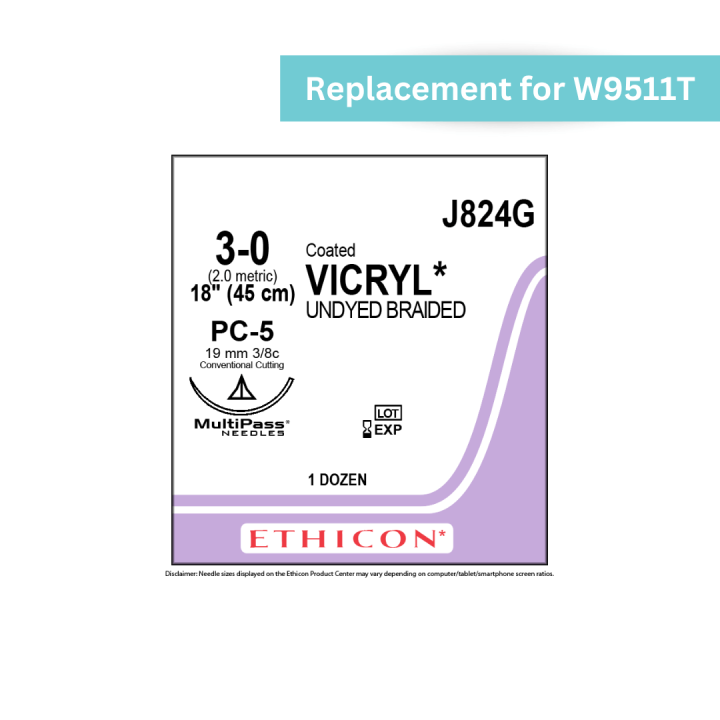 J824G - Vicryl Violet 3-0 Braided Conventional Cutting