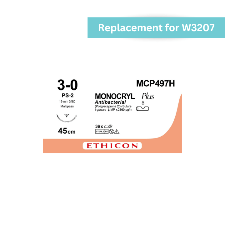 MCP497H - Monocryl 3-0 Plus UD 18in USP3-0 Antibacterial