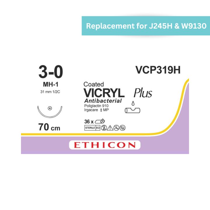 VCP319H - Vicryl+ 3-0 Braided Antibacterial Sutures