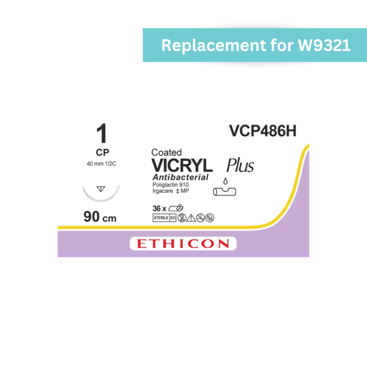 VCP486H - Vicryl 1-0 Plus Braided Violet 90cm Reverse Cutting 