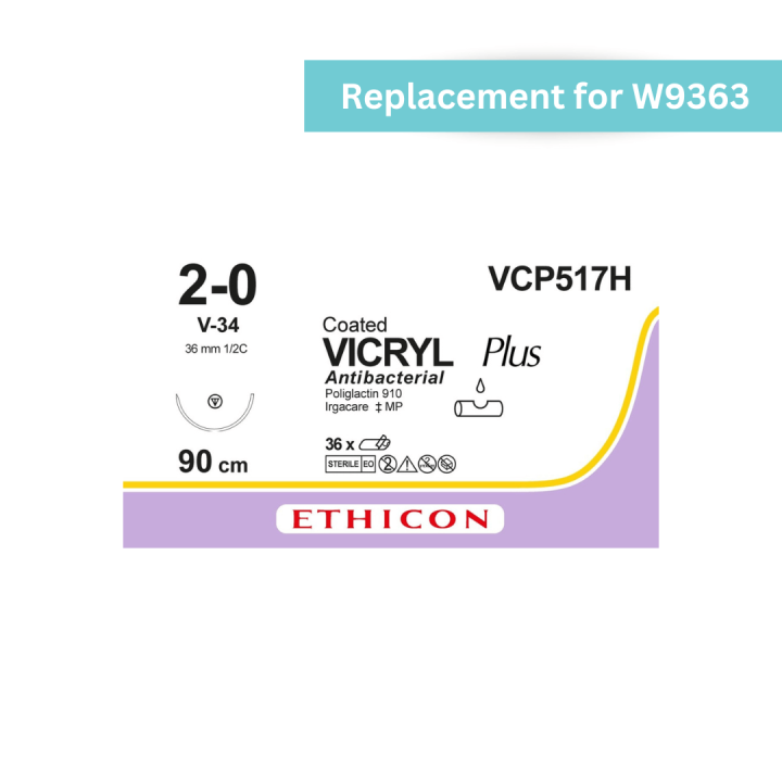 VCP517H - Vicryl Plus 2-0 Braided Violet 90cm Tapercut 36mm