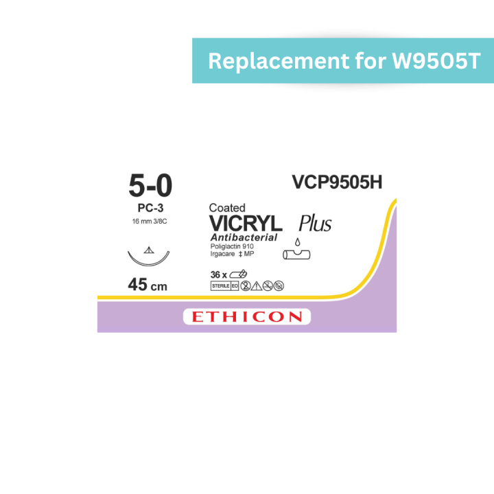 VCP9505H - Vicryl Plus 5-0 Braided Undyed Conventional Cutting PC