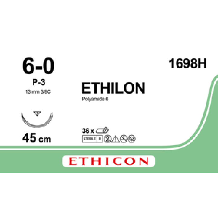 1698H - Ethilon suture 6-0 P-3 45 cm black