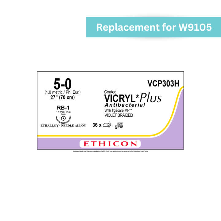 VCP303H - Vicryl+ 5-0 Braided Antibacterial Violet