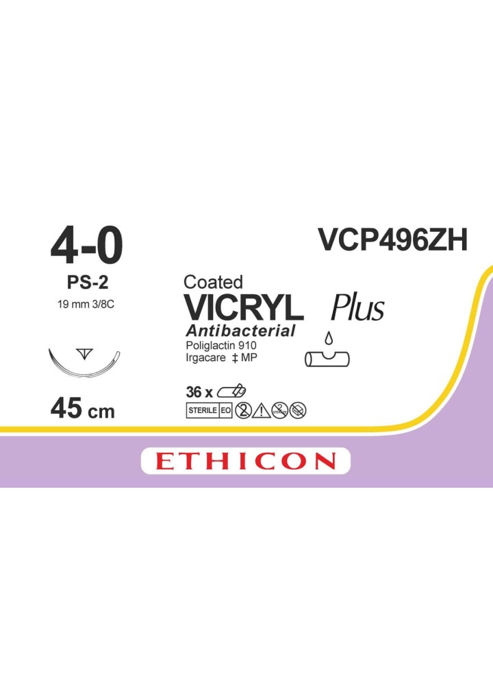 VCP496ZH - Vicryl+ 4-0 Coated UD 19mm S/A PS-2 CRC