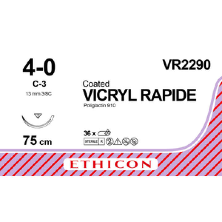 VR2290 - Vicryl Rapide 4-0 75cm Undyed Braided