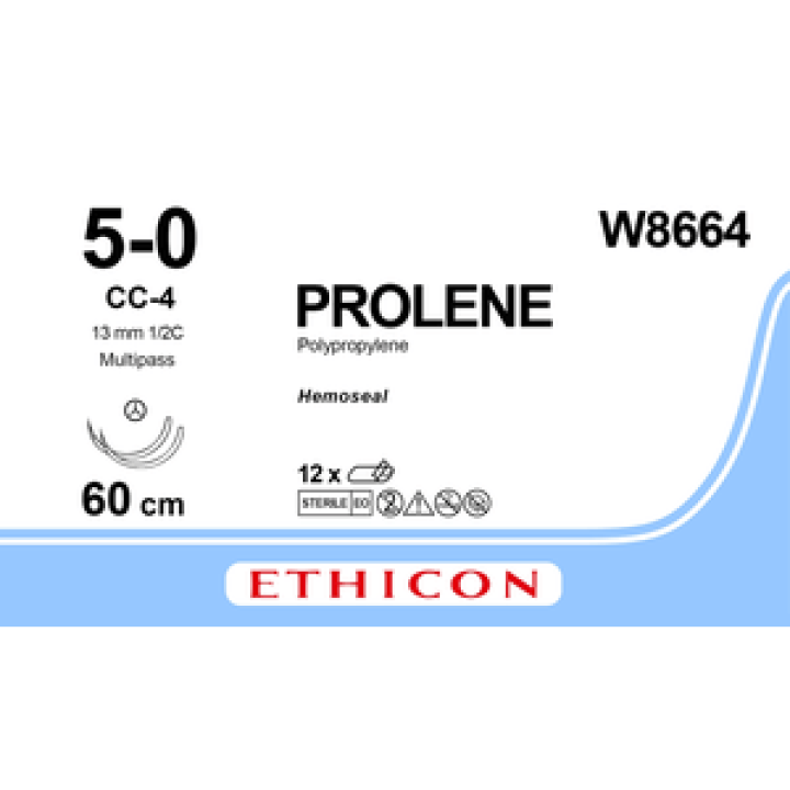 W8664 - Prolene 5-0 HS Blue 24" Circle Multipass